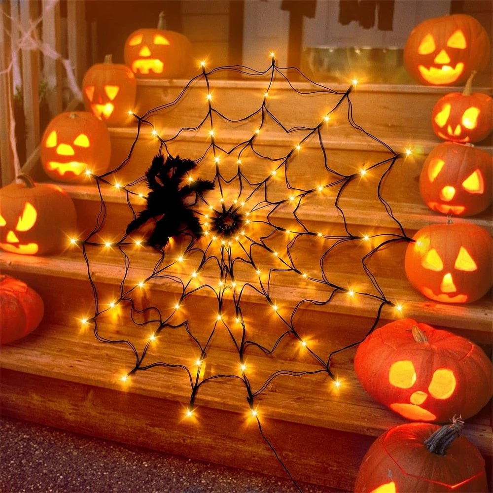 LED Spinnenweb Verlichting met Afstandsbediening Waterdicht voor Buiten en Binnen Halloween Feestdecoratie | Sulvida