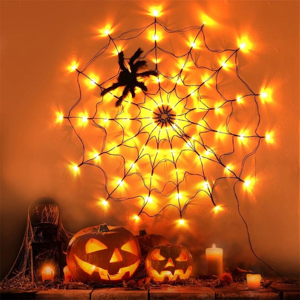 LED Spinnenweb Verlichting met Afstandsbediening Waterdicht voor Buiten en Binnen Halloween Feestdecoratie | Sulvida