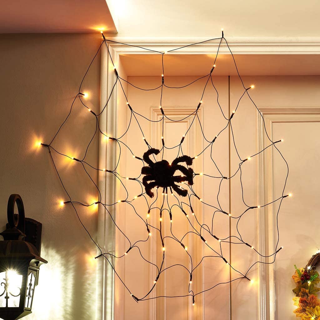 LED Spinnenweb Verlichting met Afstandsbediening Waterdicht voor Buiten en Binnen Halloween Feestdecoratie | Sulvida