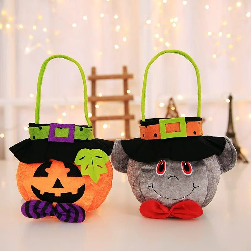 Opvouwbare Snoepzak Halloween met Handvatten Stoffen Treattas Pompoen Heks Vampier Spookjes Feesttas Trick or Treat | Sulvida