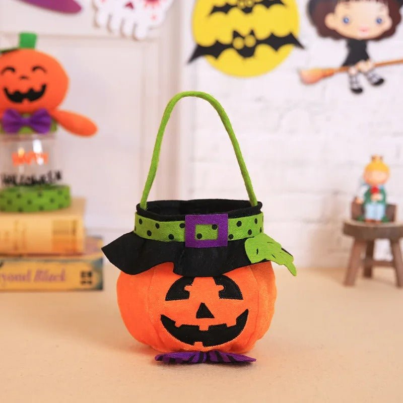 Opvouwbare Snoepzak Halloween met Handvatten Stoffen Treattas Pompoen Heks Vampier Spookjes Feesttas Trick or Treat | Sulvida