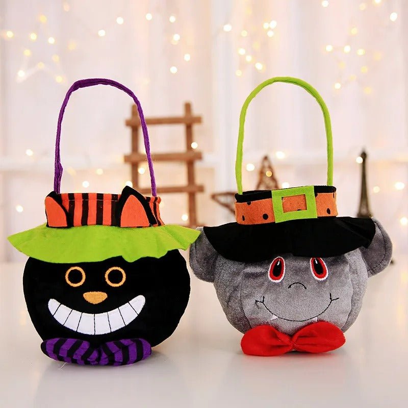Opvouwbare Snoepzak Halloween met Handvatten Stoffen Treattas Pompoen Heks Vampier Spookjes Feesttas Trick or Treat | Sulvida