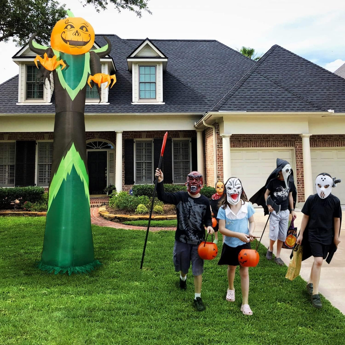 Opblaasbare Pompoen Tuindecoratie 370cm LED Verlicht Halloween Figuur voor Tuin Gazon Feest Decoratie | Sulvida