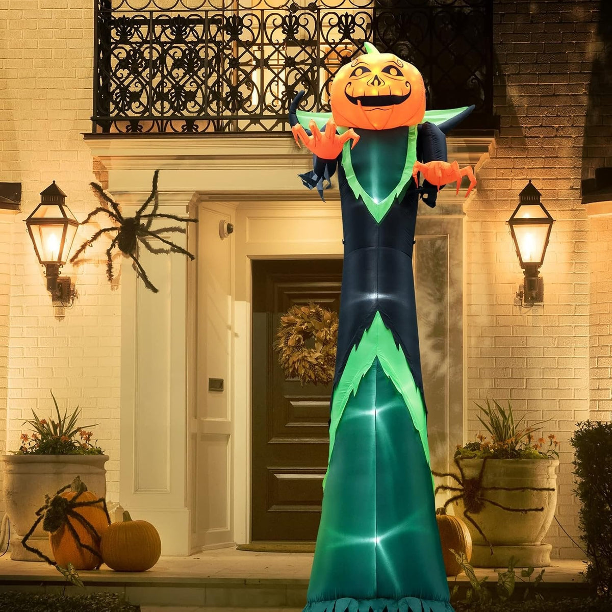 Opblaasbare Pompoen Tuindecoratie 370cm LED Verlicht Halloween Figuur voor Tuin Gazon Feest Decoratie | Sulvida