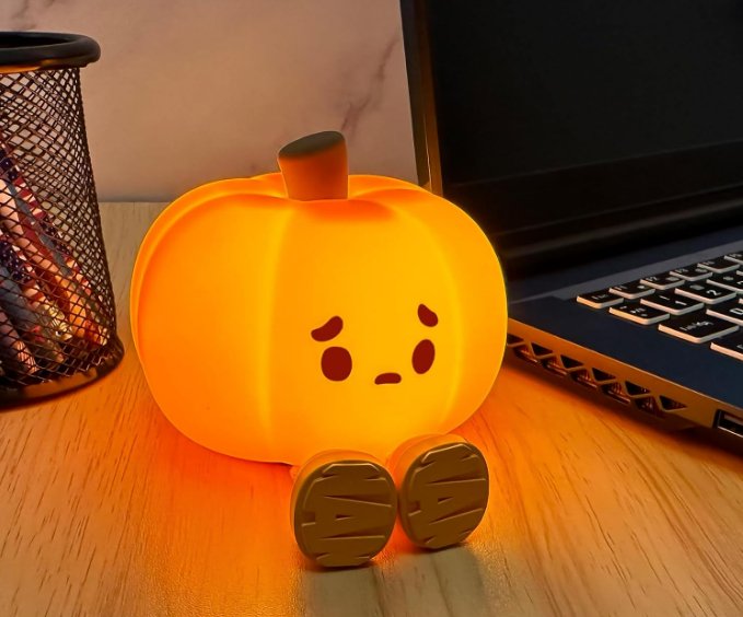 Pompoen Nachtlampje Siliconen Sfeerlicht Dimbaar met Touch Functie Oplaadbaar USB Kinderkamer Decoratie Lamp | Sulvida