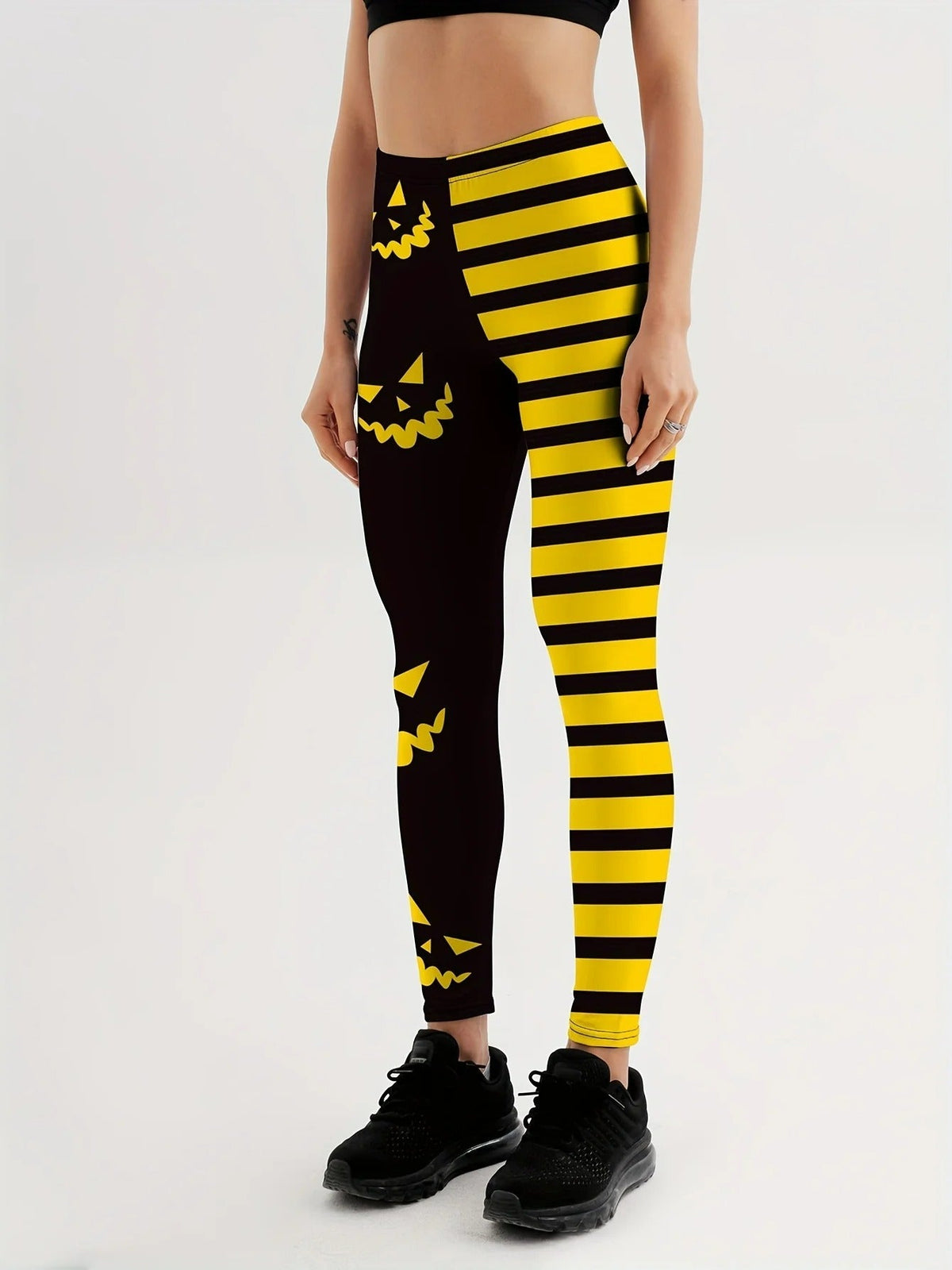Sportlegging met Pompoenenprint Dames – Hoge Taille Stretchlegging Yoga Fitness Casual Training Sport | Sulvida