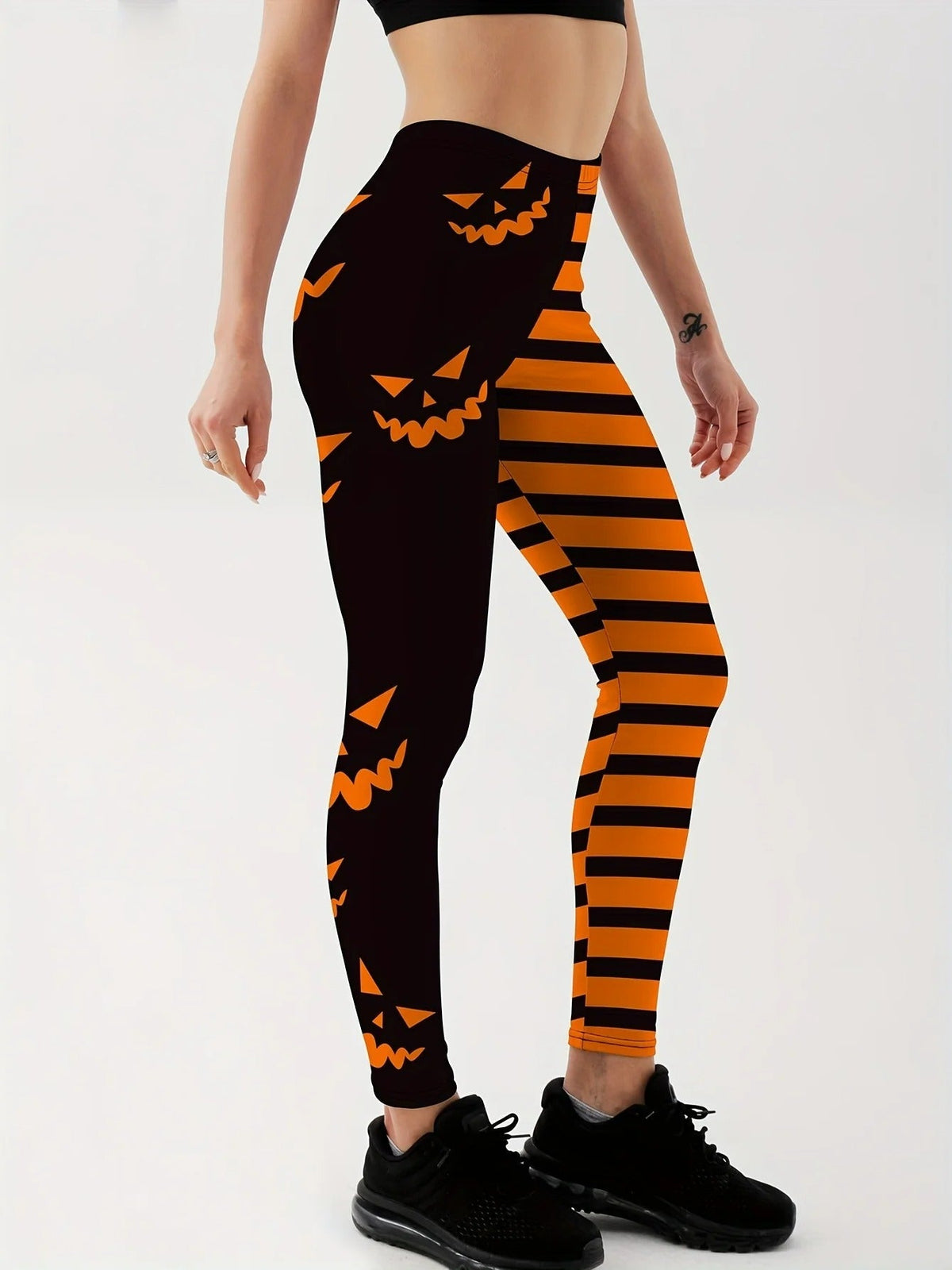 Sportlegging met Pompoenenprint Dames – Hoge Taille Stretchlegging Yoga Fitness Casual Training Sport | Sulvida