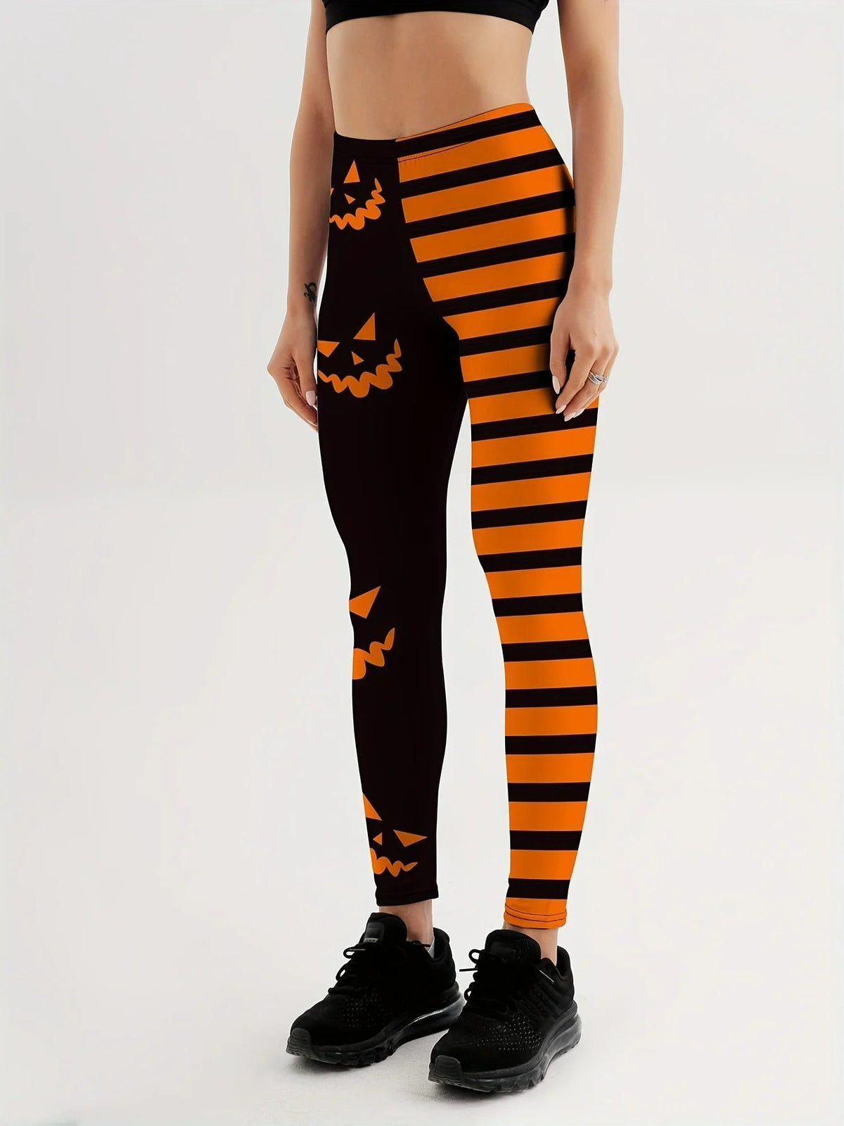 Sportlegging met Pompoenenprint Dames – Hoge Taille Stretchlegging Yoga Fitness Casual Training Sport | Sulvida
