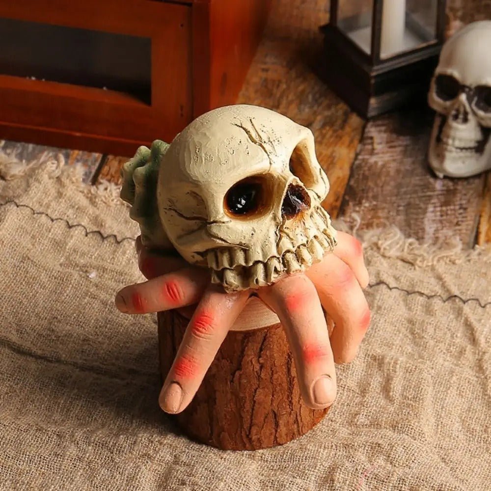 Schedel Hand Decoratie Resin Tuinornament Halloween Griezelige Skelethand Weerbestendig Gothic Decoratief | Sulvida