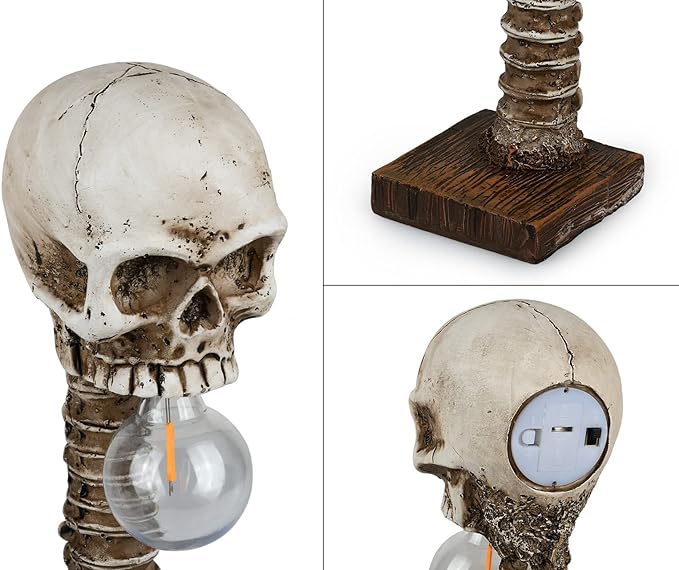 Schedel Skelet Tafellamp Hars Gotisch Sculptuur Verlichting Halloween Decoratief Sfeerlicht Interieur | Sulvida