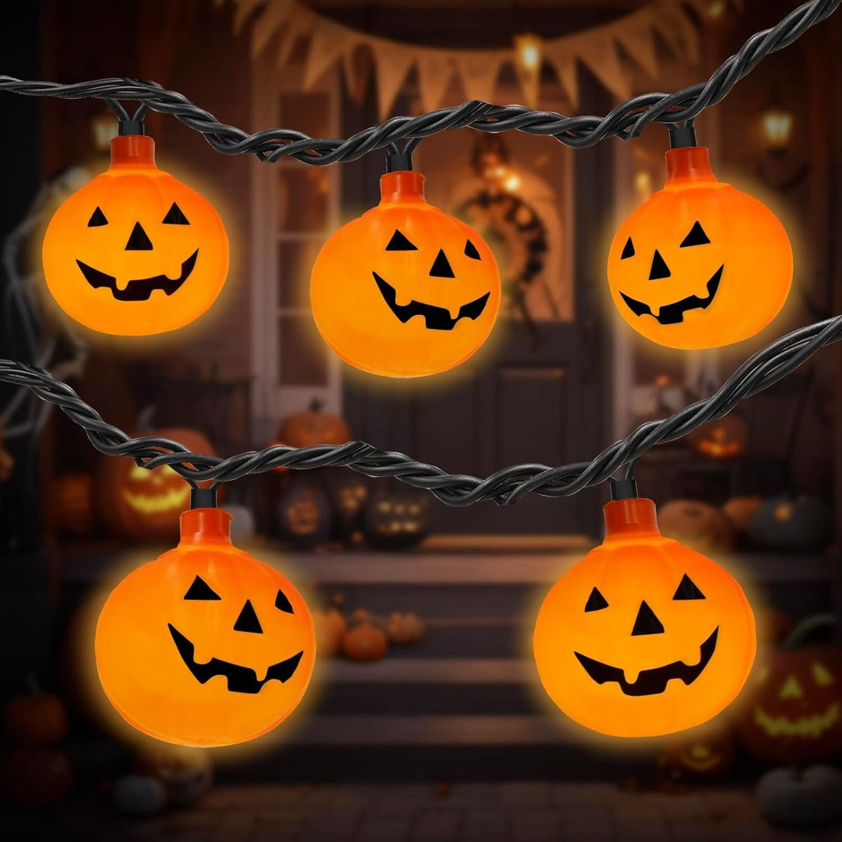 LED Pompoenslinger met 10 of 20 Lichtjes Binnen Buiten Decoratie Feestverlichting Herfst Halloween Sfeer | Sulvida