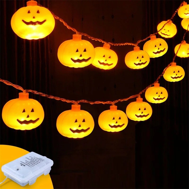 LED Pompoenslinger met 10 of 20 Lichtjes Binnen Buiten Decoratie Feestverlichting Herfst Halloween Sfeer | Sulvida