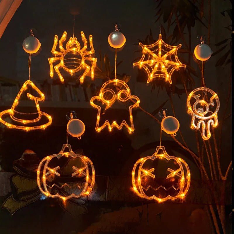 LED Raamverlichting met Zuignap Halloween Decoratie Geest Pompoen Vleermuis Feestdagen Thema Lichtsnoer | Sulvida