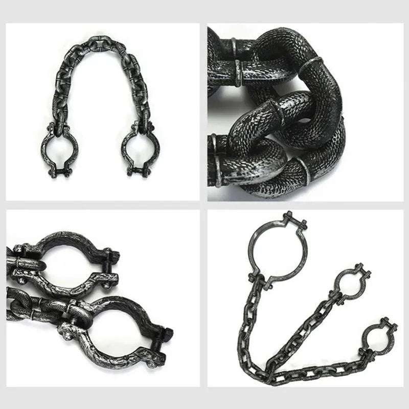 Decoratieve Halloween Ketting met Handboeien Kunststof Grijs Cosplay Prop Themafeest Horror Decoratie Accessoire | Sulvida