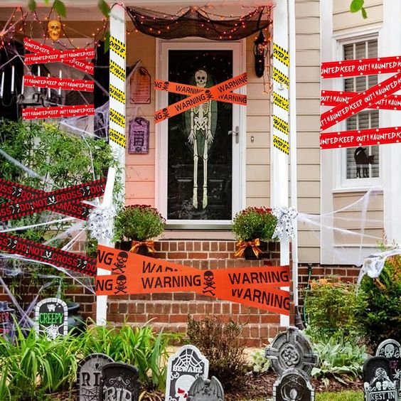 Afzetlint Halloween Decoratie 5 Meter – Griezelversiering Waarschuwingstape Feest Horror Party Thema | Sulvida