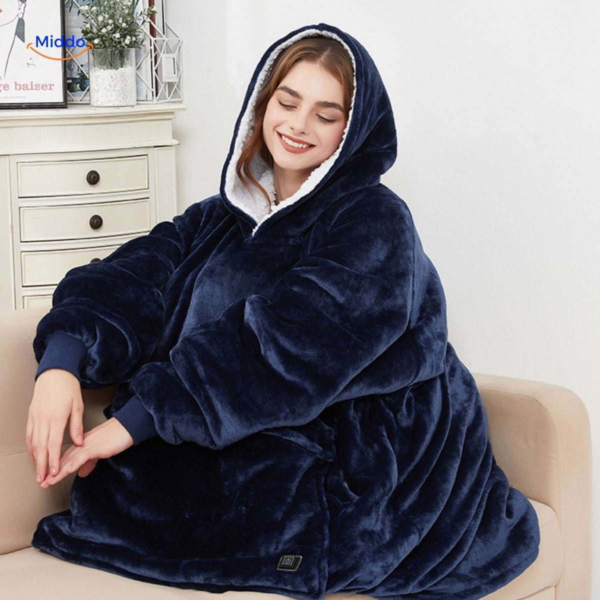 Pull chauffant avec chargement USB, 3 zones chauffantes, unisexe, vêtement chaud d'hiver noir, gris et bleu pour l'automne | Sulvida