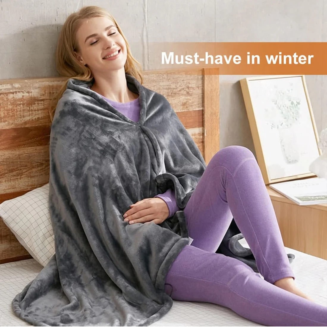 Verwarmde Deken met Ritssluiting en USB-Aansluiting – Cape voor Schouders en Romp – Fluweelzacht Fleece | Sulvida