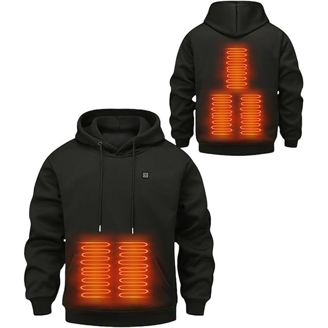 Verwarmde Hoodie met USB Verwarmingszones Rug Buik Nek 3 Temperatuurniveaus Unisex Capuchon Oplaadbaar | Sulvida