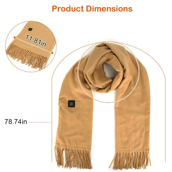 Verwarmbare Sjaal met USB Fleece Nekwarmte Drie Warmtestanden Zachte Halsdoek Verwarmd Wintersjaaltje | Sulvida