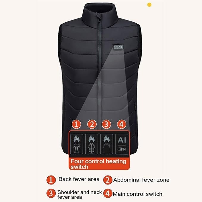 Verwarmbaar Bodywarmer Vest USB Oplaadbaar Meerzone Gewatteerd Unisex Winterkledij Outdoorwear Thermisch Comfortabel | Sulvida