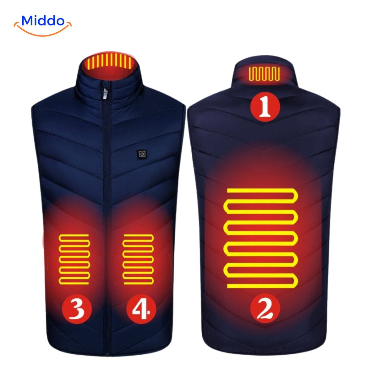 Verwarmingsvest met USB-bediening 4-21 verwarmingszones zwart blauw rood camouflage heren winter bodywarmer | Sulvida