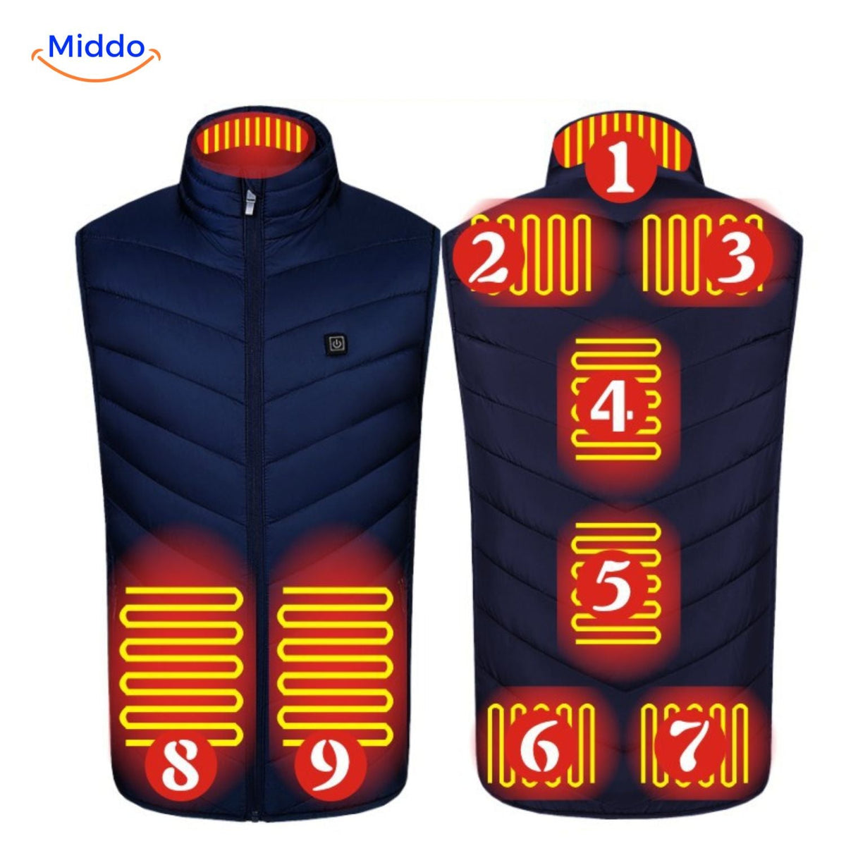 Verwarmingsvest met USB-bediening 4-21 verwarmingszones zwart blauw rood camouflage heren winter bodywarmer | Sulvida