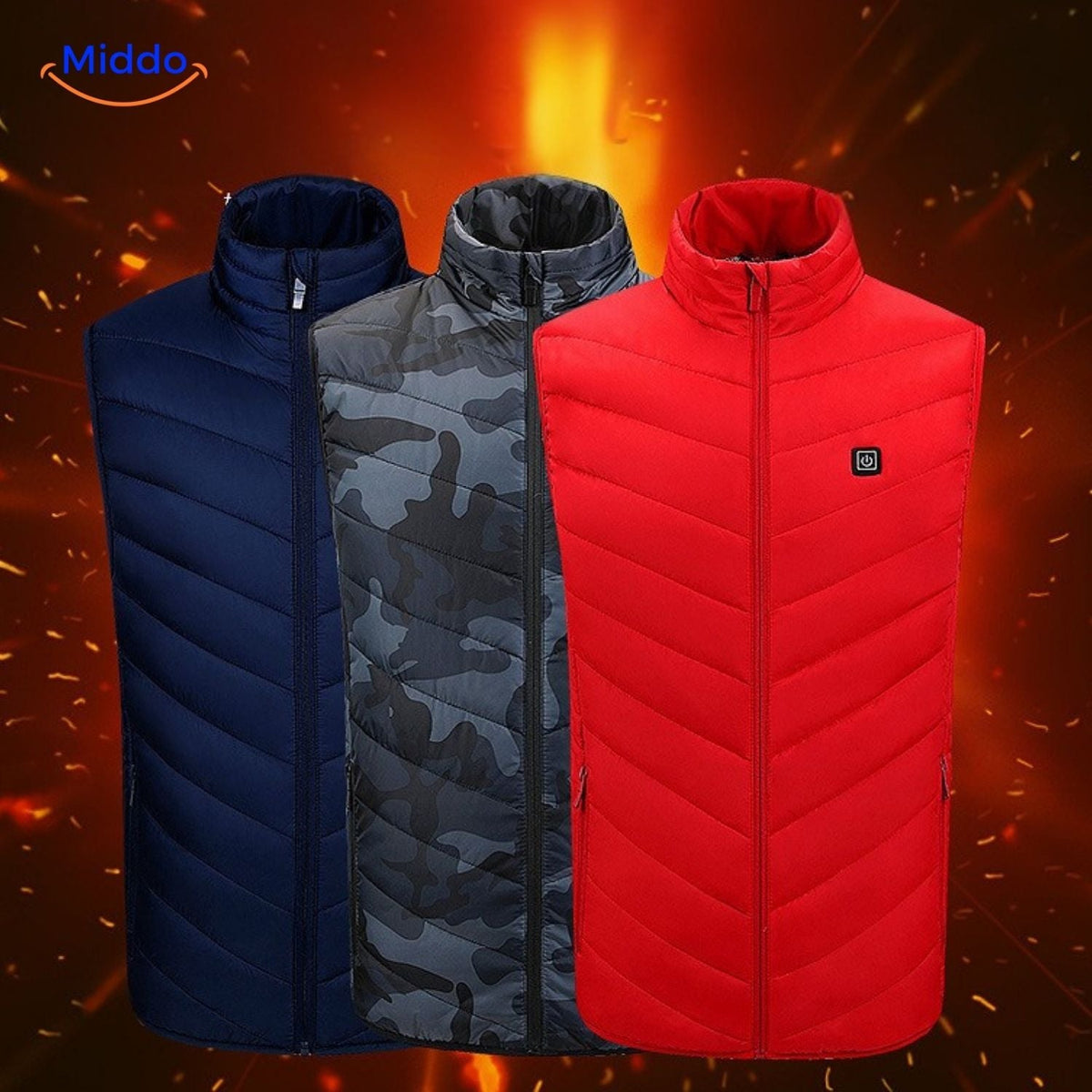 Verwarmingsvest met USB-bediening 4-21 verwarmingszones zwart blauw rood camouflage heren winter bodywarmer | Sulvida