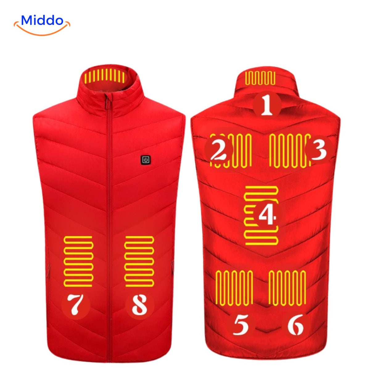 Verwarmingsvest met USB-bediening 4-21 verwarmingszones zwart blauw rood camouflage heren winter bodywarmer | Sulvida
