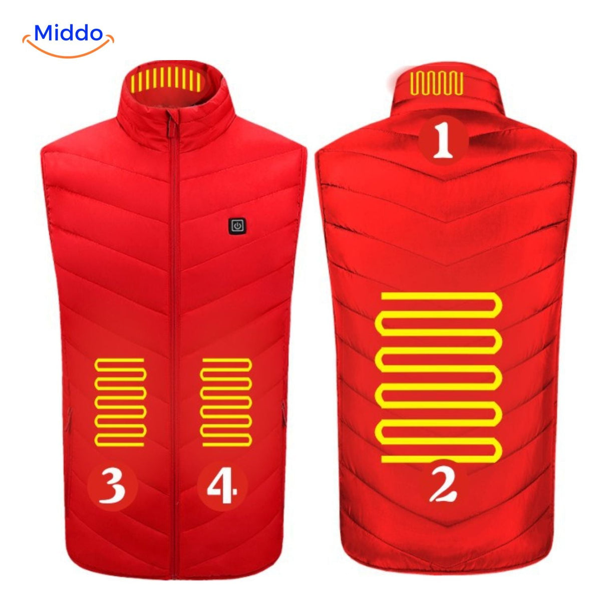 Verwarmingsvest met USB-bediening 4-21 verwarmingszones zwart blauw rood camouflage heren winter bodywarmer | Sulvida