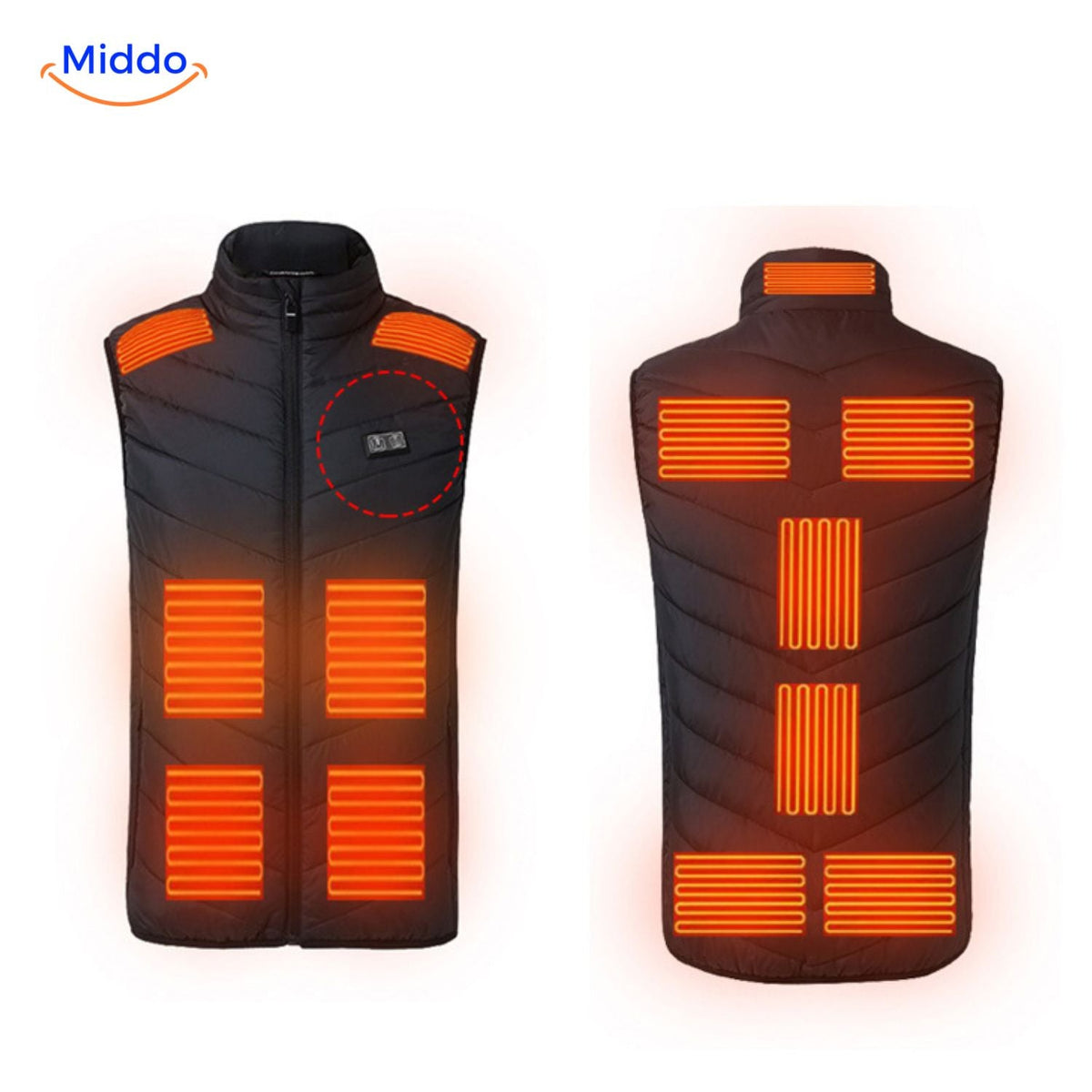 Verwarmingsvest met USB-bediening 4-21 verwarmingszones zwart blauw rood camouflage heren winter bodywarmer | Sulvida