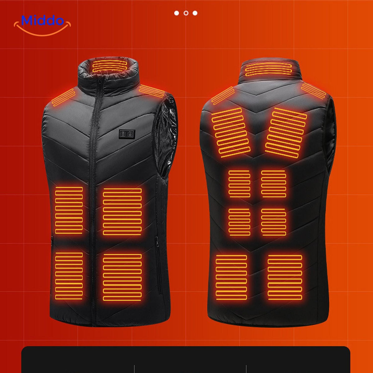 Verwarmingsvest met USB-bediening 4-21 verwarmingszones zwart blauw rood camouflage heren winter bodywarmer | Sulvida