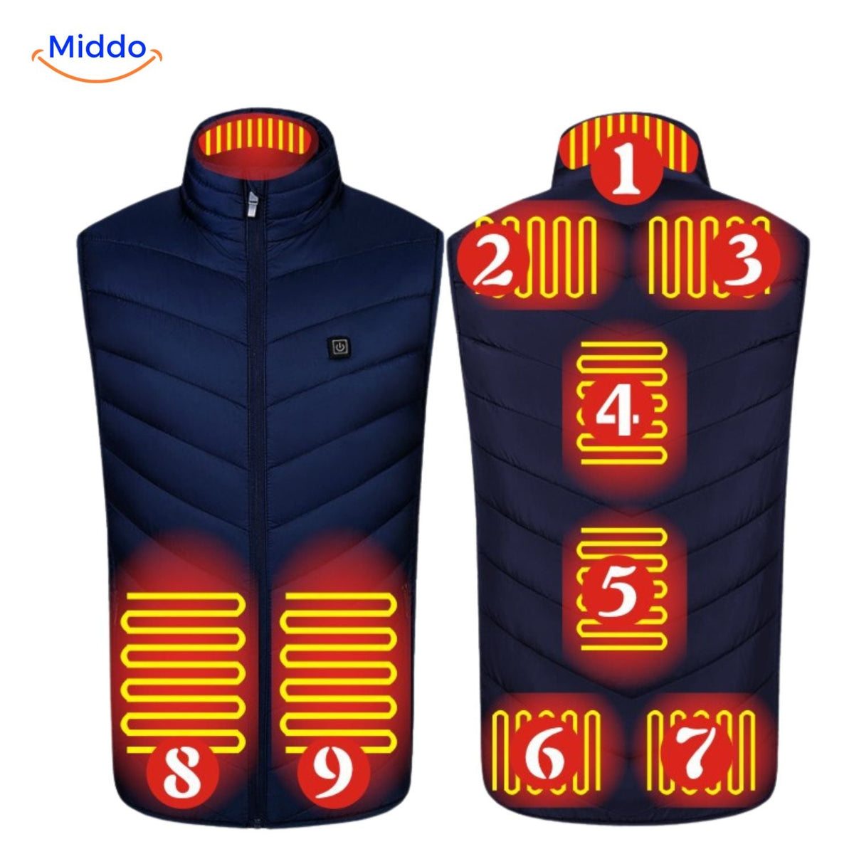 Verwarmingsvest met USB-bediening 4-21 verwarmingszones zwart blauw rood camouflage heren winter bodywarmer | Sulvida