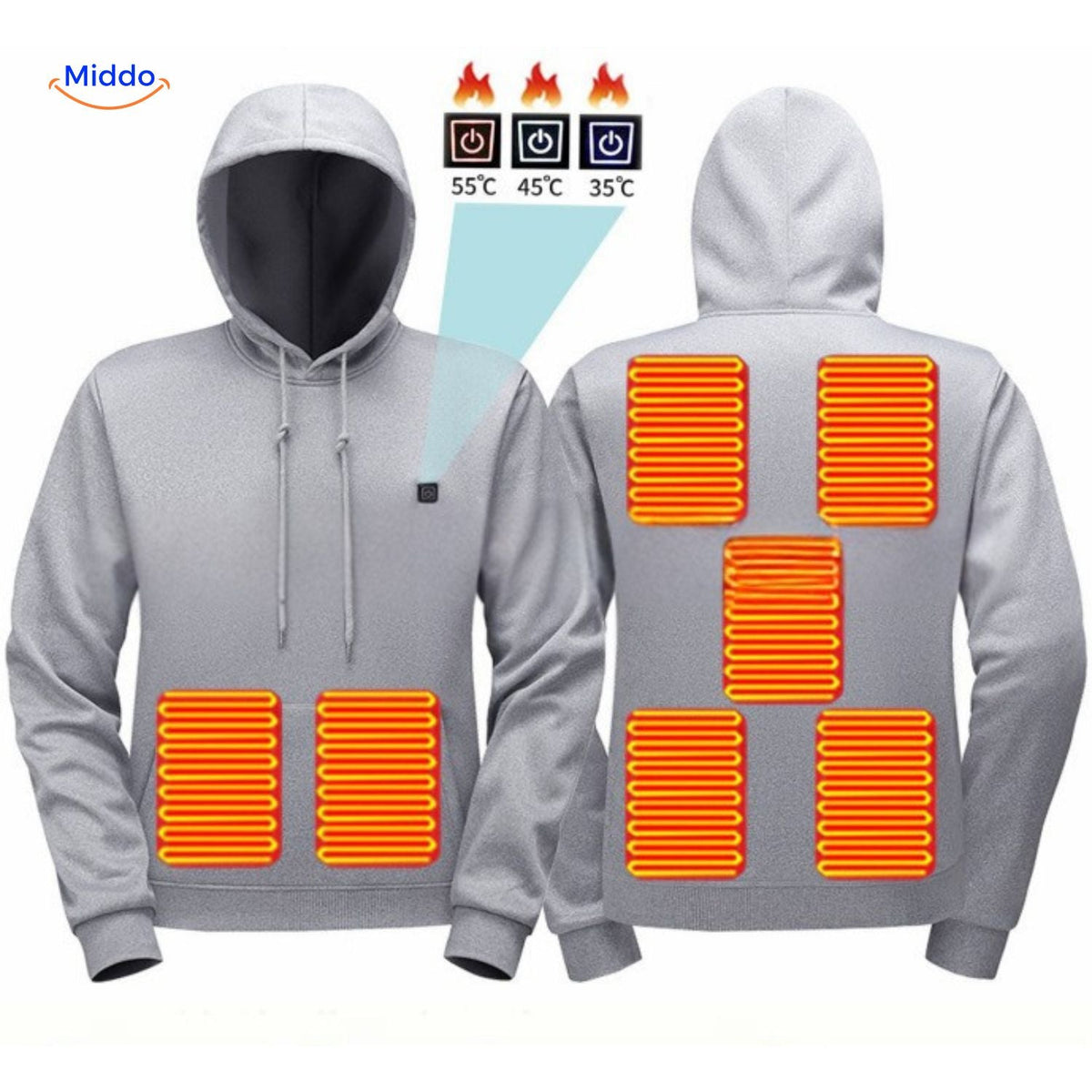 Verwarmde Hoodie met USB-Aansluiting en 3 Warmtezones – Comfortabele Outdoorkleding voor Heren en Dames | Sulvida