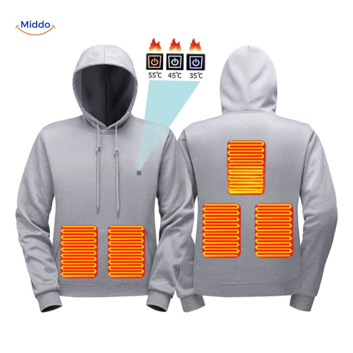 Verwarmde Hoodie met USB-Aansluiting en 3 Warmtezones – Comfortabele Outdoorkleding voor Heren en Dames | Sulvida