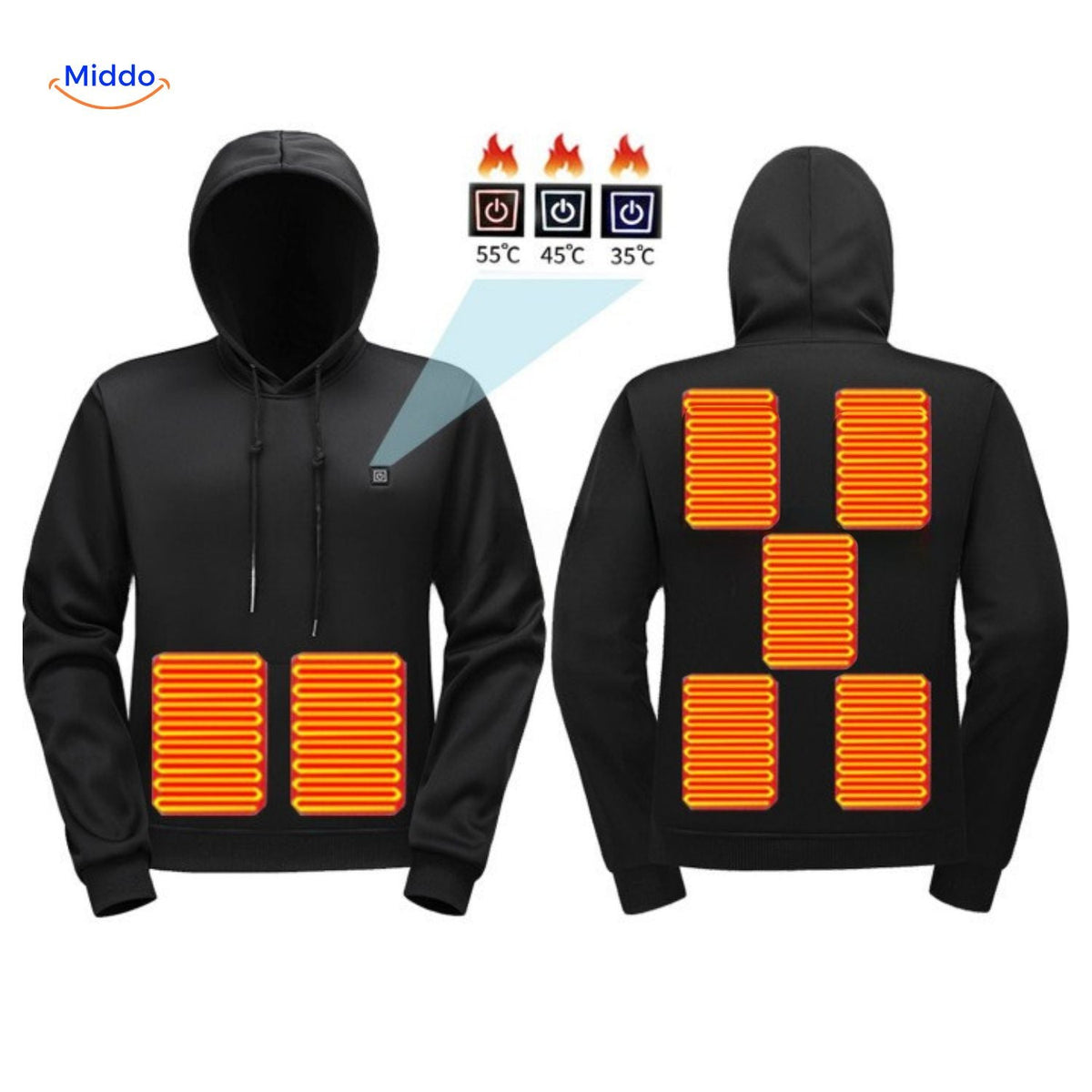 Verwarmde Hoodie met USB-Aansluiting en 3 Warmtezones – Comfortabele Outdoorkleding voor Heren en Dames | Sulvida