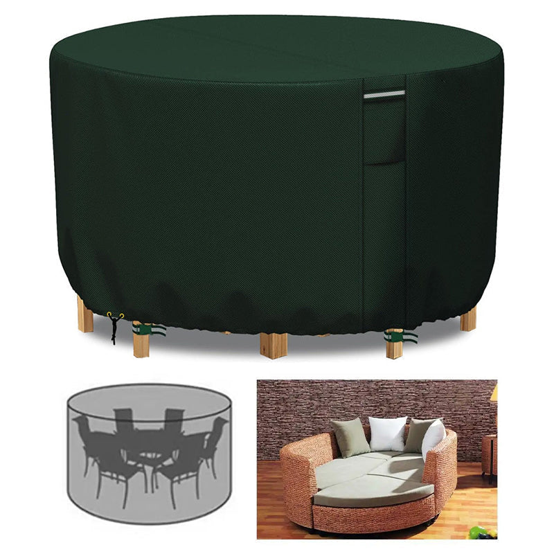Weerbestendige Ronde Tuinmeubelhoes met Ventilatie-opening Zwart Grijs Groen 102-300cm Tuintafelhoes | Sulvida