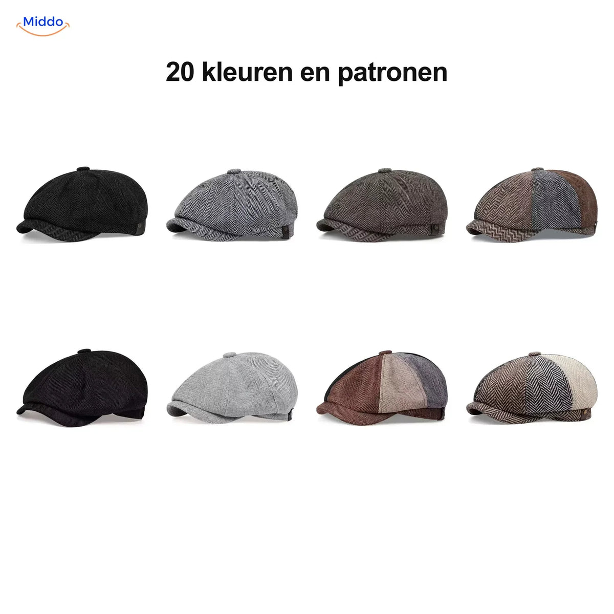 Klassieke achtpanelen flatcap retro stijl jaren '20 heren dames vintage katoenen pet modeaccessoire gatsby | Sulvida