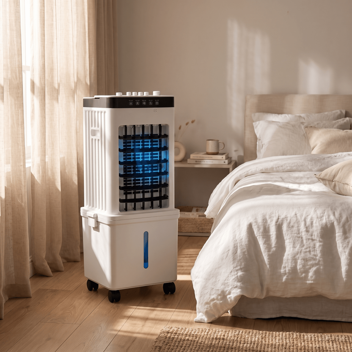 Mobiele Luchtkoeler 3-in-1 met IJselementen Bevochtiging Ventilator voor Kantoor Slaapkamer op Wielen | Sulvida