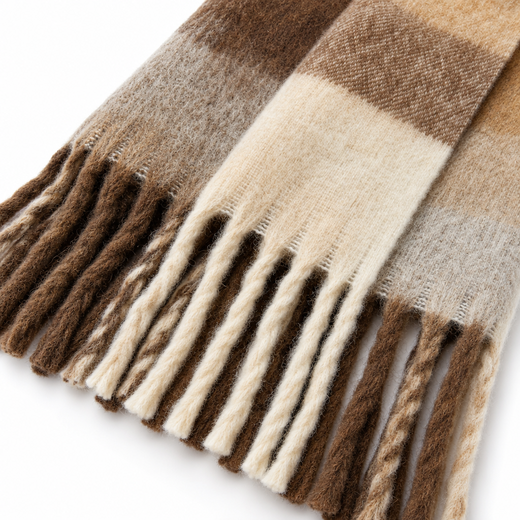 Grote Wintersjaal met Kleurverloop en Franjes - Zachte Geweven Omslagdoek in Wolmix-Look Dames 7 Kleuren | Sulvida