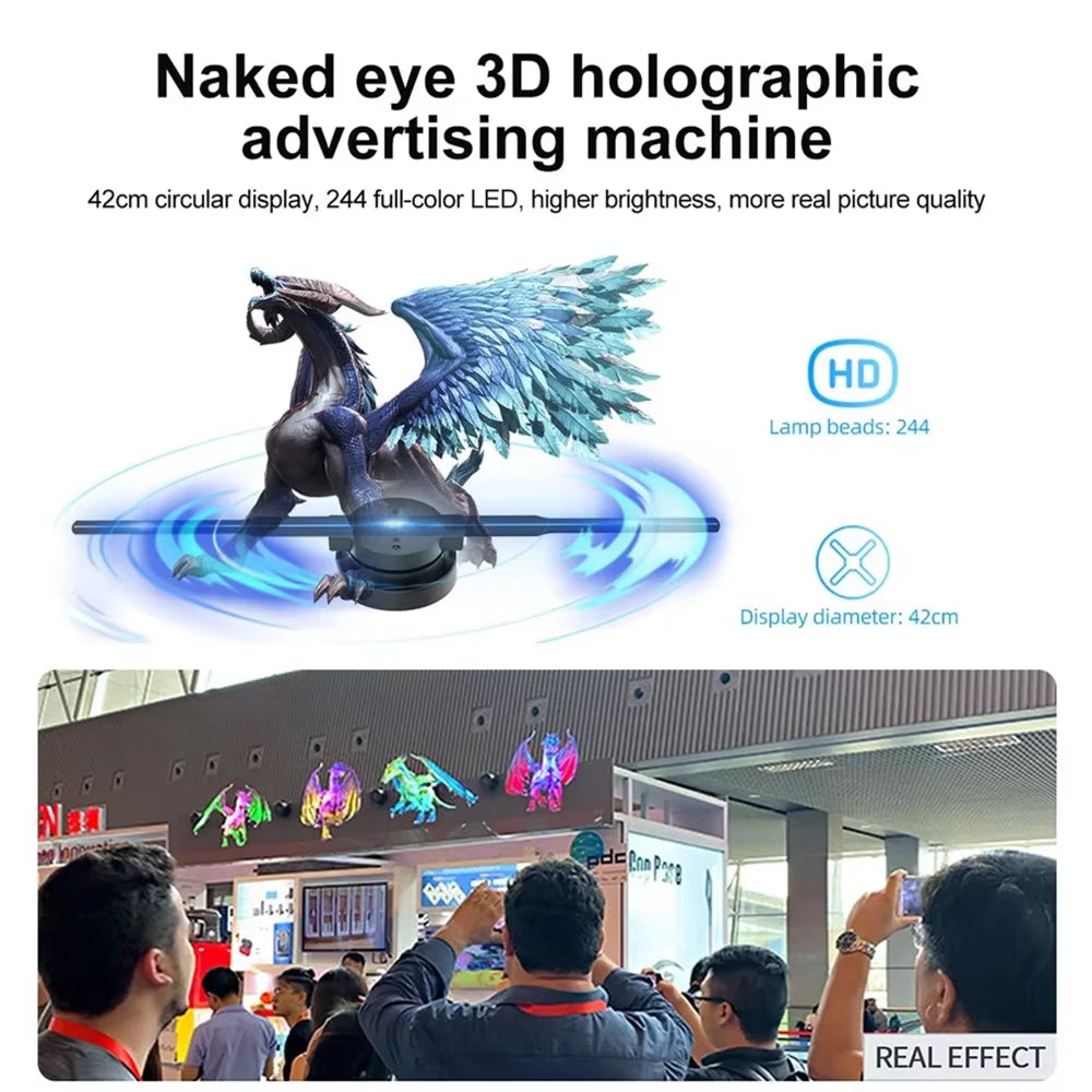 Ventilateur d’affichage holographique 3D avec image flottante, commande sans fil et projection HD pour un contenu spectaculaire | Sulvida