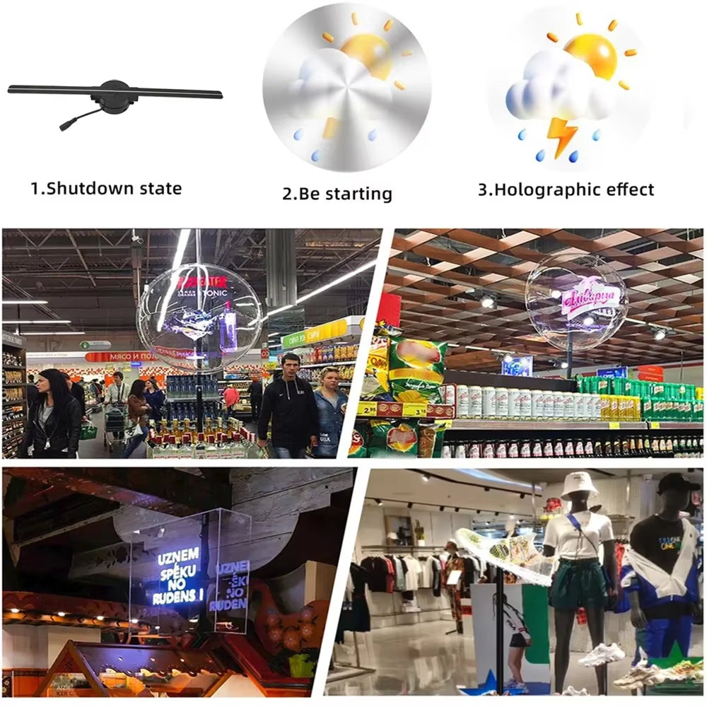 Ventilateur d’affichage holographique 3D avec image flottante, commande sans fil et projection HD pour un contenu spectaculaire | Sulvida