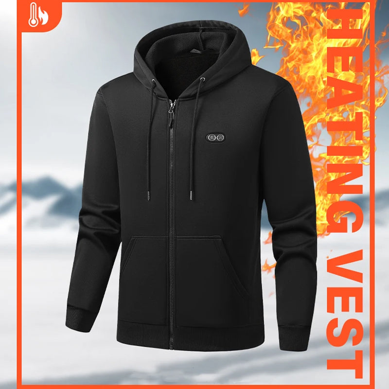 Verwarmde Hoodie met 17 Warmtezones 3 Temperatuurstanden Elektrisch Verwarmd Vest voor Outdoor Winter | Sulvida