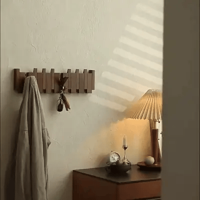 Wandkapstok Piano Design Hout Walnoot Beuken met Haakjes voor Gang Entree Slaapkamer Garderobe Modern Stijlvol | Sulvida