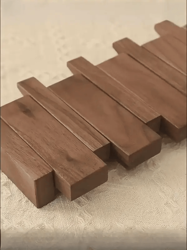 Wandkapstok Piano Design Hout Walnoot Beuken met Haakjes voor Gang Entree Slaapkamer Garderobe Modern Stijlvol | Sulvida