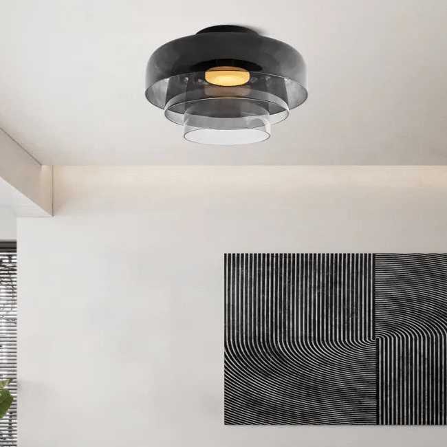 Glazen plafondlamp met driekleurige LED-verlichting voor woonkamer eetkamer slaapkamer modern design | Sulvida