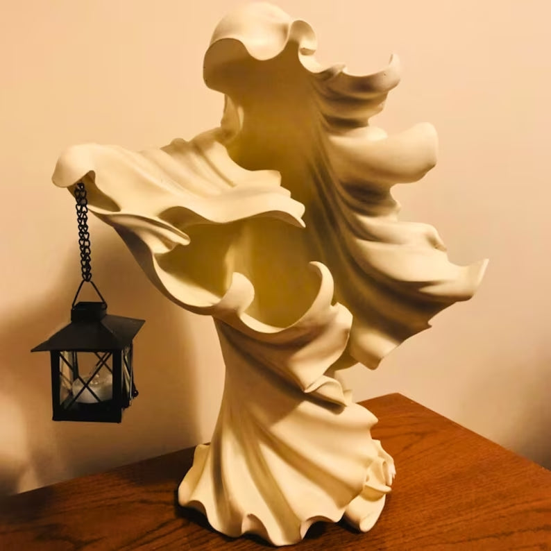 Bougeoir fantôme en résine, décoration d’Halloween pour table ou manteau de cheminée, éclairage d’ambiance, château effrayant | Sulvida