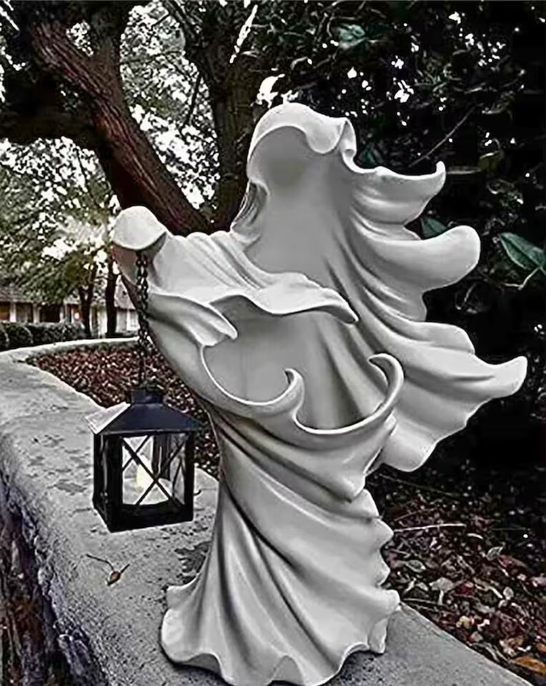 Bougeoir fantôme en résine, décoration d’Halloween pour table ou manteau de cheminée, éclairage d’ambiance, château effrayant | Sulvida