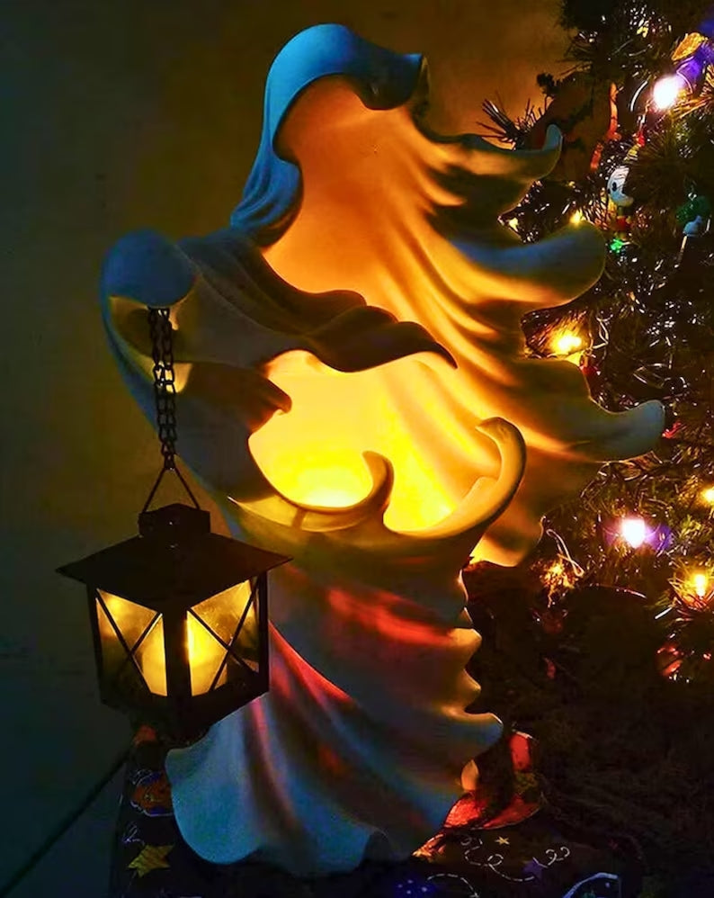 Bougeoir fantôme en résine, décoration d’Halloween pour table ou manteau de cheminée, éclairage d’ambiance, château effrayant | Sulvida
