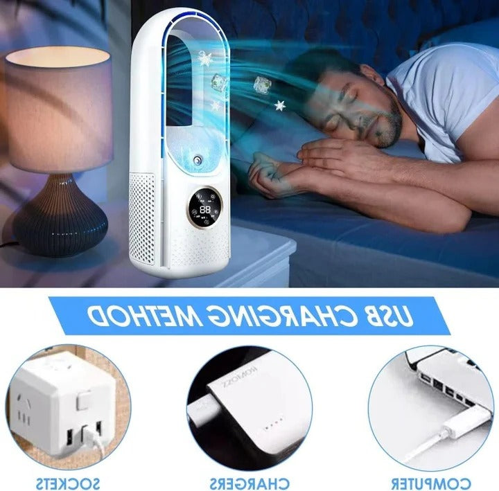 Draagbare Luchtkoeler zonder Bladen – Stille Koeling Ventilator Airconditioner Tafelmodel | Sulvida