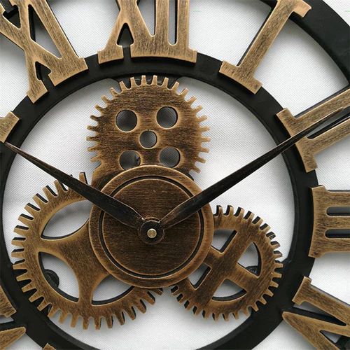 Wandklok Vintage Industrieel Design Metalen Wijzerplaat Goud Zilver voor Woonkamer Keuken Hal Kantoor | Sulvida